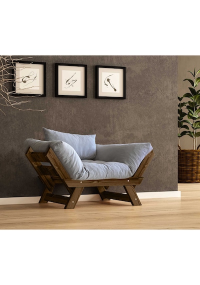 Woodesk Adalar Masif Ceviz-gri Renk Berjer Cpt8133-140