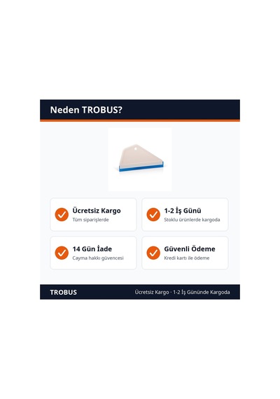 Trobus Cam Filmi Uygulama Rakle Aparatı Silikon Uçlu 15x8 Cm Beyaz Mavi