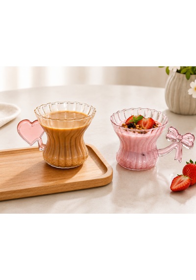 1 Adet 180 Ml Fiyonklu Cam Kahve Fincanı Kulplu Cam Bardak Diğer