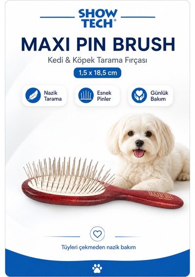 Showtech Maxi Pin Brush Kedi Ve Köpekler İçin Hassas Tarama Fırçası 1,5 X 18,5 Cm