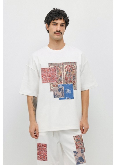 Oversize Baskılı Eşofman Takım Ekru