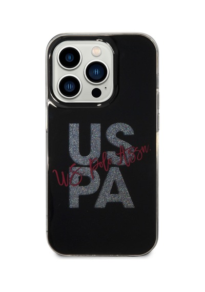 Apple Uyumlu iPhone 14 Pro Max Kılıf U.s. Polo Assn. Simli Parlak Alfabe Tasarım Kapak Mavi