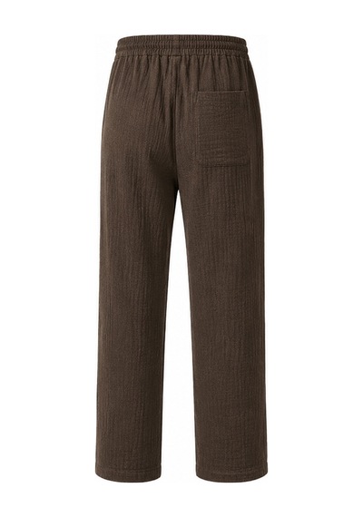 Serseri Jeans Erkek %100 Pamuk Müslin Pantolon Lastikli Bel Bağcıklı Rahat Kalıp Günlük Yazlık Nefes Alan Hafif Dokulu Casual Pantolon Kahve