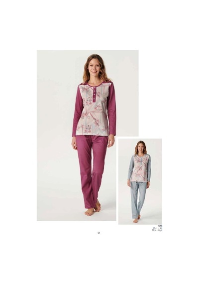 ÇarşıNet | Kadın Uzun Kol Mevsimlik Pijama Takımı Bordo