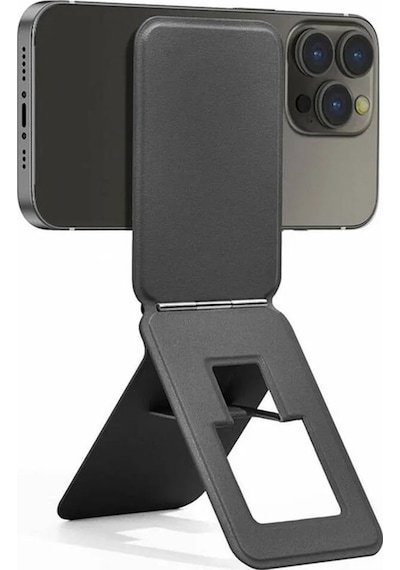 Taşınabilir Mini Telefon Standı Siyah Renk Katlanabilir Kartlık Manyetik Özellikli Çok Amaçlı Stand