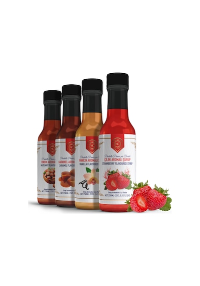 Nish Karamel, Vanilya, Fındık, Çilek Aromalı Şurup 4'lü Set 4x250 Ml - Pet Şişe Diğer