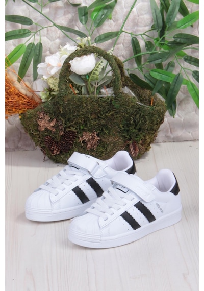Fort Cool Star Rahat Esnek Sneaker Çocuk Spor Ayakkabı Beyaz-Sıyah