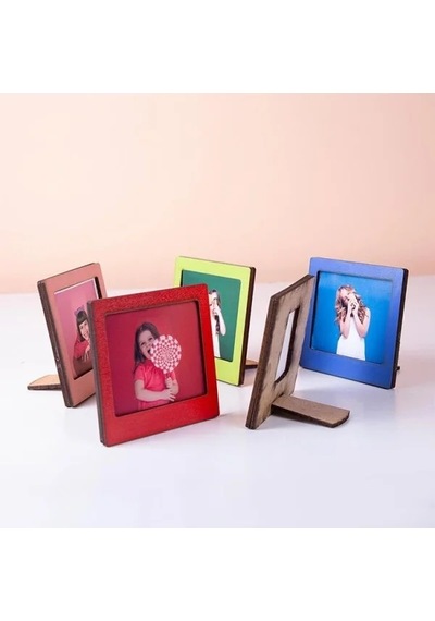 Ahşap Mini Fotoğraf Çerçevesi Seti, 2 Adet 9x9 Cm
