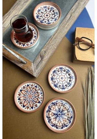 Tabakevi Tabak Evi Stoneware Mozaik Red Sefa 6 Lı Çay Tabağı 10cm Çok Renkli