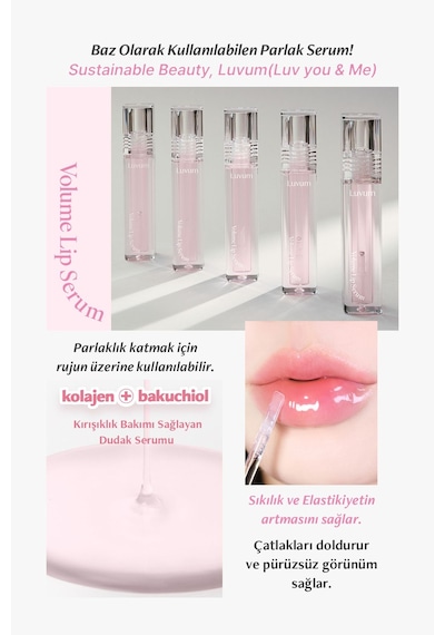 Luvum Bakuchiol İçeren Dolgunlaştırıcı  Bakımı Sağlayan LUVUM Dudak Serumu Parlatıcı Lip Serum
