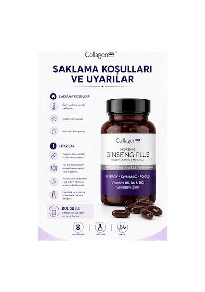 Collagen Forte Platinum Ginseng Plus Multivitamin & Mineraller Collagen Tip 1-2-3 30 Kapsül