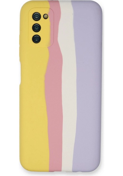 Newface - 386 - Samsung Galaxy A03s Kılıf Ebruli Lansman Silikon - Csmo-tex - - Sarı-mavi