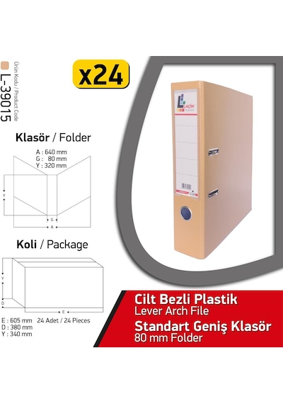 Laçin Klasör Sütlü Kahve Krem Geniş 24 Adet 1 Koli