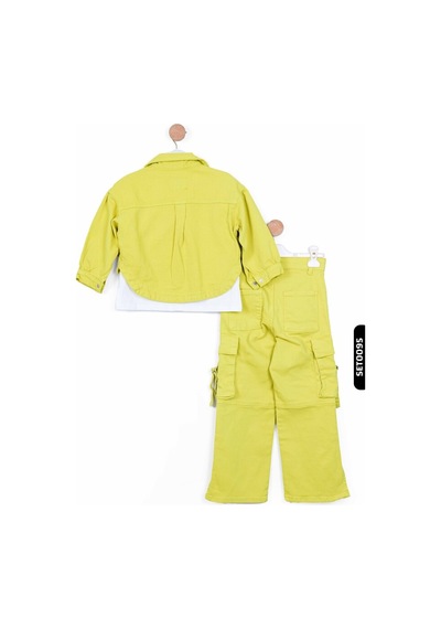Xo Kids Yırtmaçlı Geniş Paçalı Kargo Cepli Kız Çocuk Pantolon 5-14 Yaş 2428