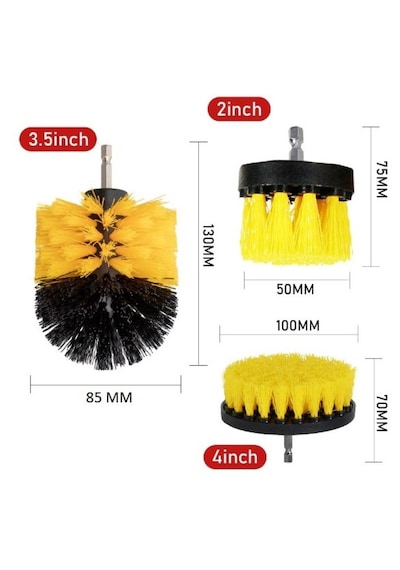 3 Lü Matkap Ucu Temizlik Fırçası Seti Banyo Duşakabin Araba Jant Koltuk Fırçası