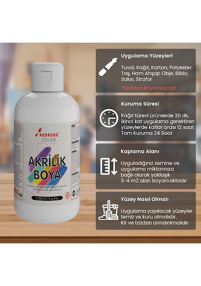 Red Rose Bordo Akrilik Boya 250 Gr 0,15 L