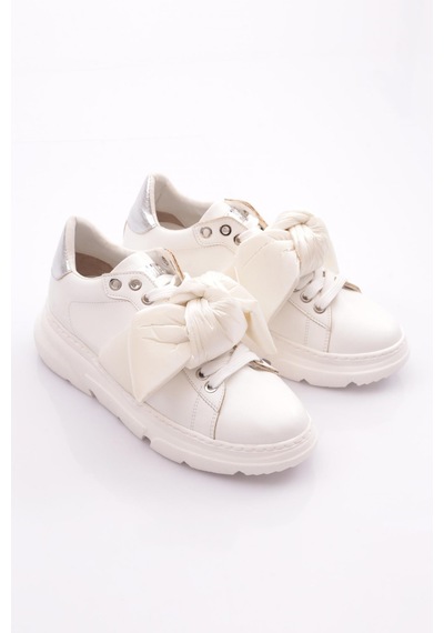 Dgn Es853 Kadin Kalin Taban Fiyonklu Sneakers Ayakkabi ES853-2007-R0198 Beyaz