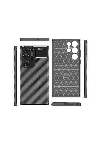 Samsung Galaxy Uyumlu S23 Ultra Kılıf Karbon Silikon Case Kapak