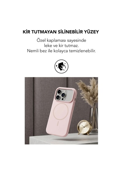 Apple İphone 17 Pro Max Uyumlu Magsafe Lansman Silikon Kılıf Pudra