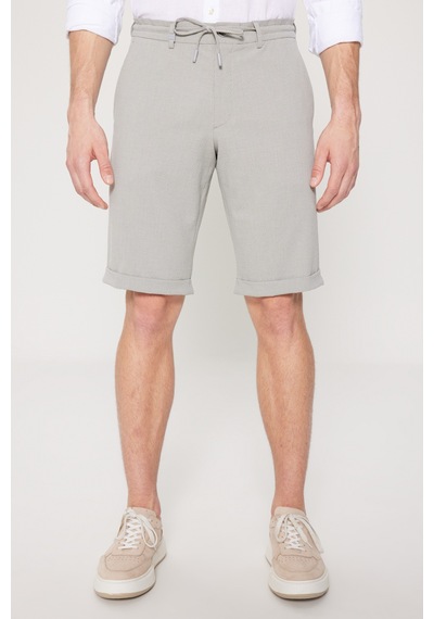 AC&Co / Altınyıldız Classics Erkek Grı Slim Fit Dar Kesim Beli Bağlamalı Gofre Desenli Yan Cepli Şort Gri