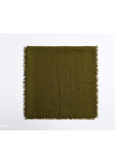 Özense Çift Flamlı Pamuklu Terletmeyen 4 Mevsim Kullanılabilir 100x100 Cm Eşarp Haki Yeşili