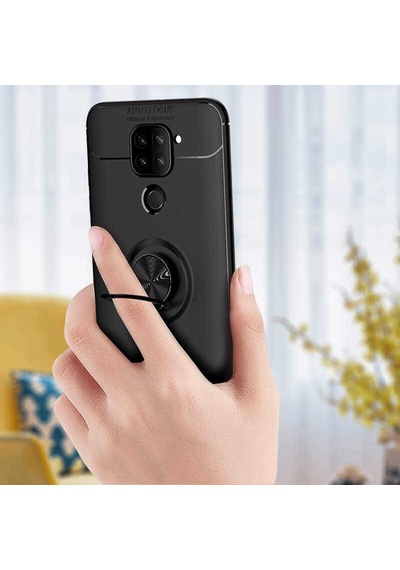 Xiaomi Redmi Note 9 Kılıf Zore Ravel Silikon Kapak Siyah-Kırmızı