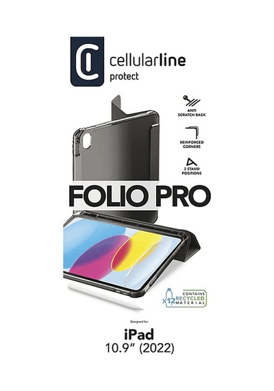 Cellularlıne Folio Pro Stand Özellikli Apple Uyumlu iPad 11 İnç A16 / 10.9 İnç 10. Nesil Tablet Kılıfı Siyah