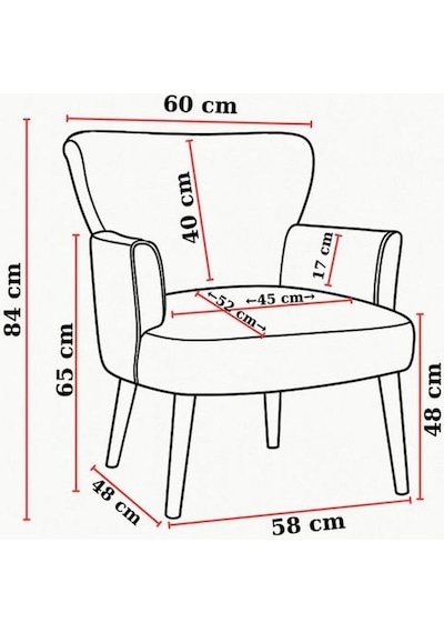 Azra Mobilya Modern Berjer Tekli Koltuk Antrasit Babyface Kumaş, Ceviz Ayak, Salon, Oturma Odası, Balkon İçin Diğer