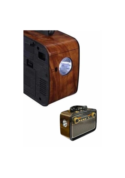 Nostaljik Görünümlü Ahşap Radyo Tf Sd Usb Girişli Led Fener Işıklı - 5000