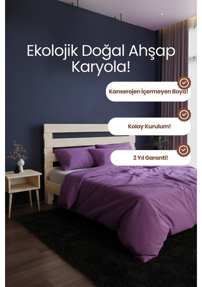 Renazzo Urban New Masif Ahşap Karyola Vernik 180x200 Vernik - 180 X 200