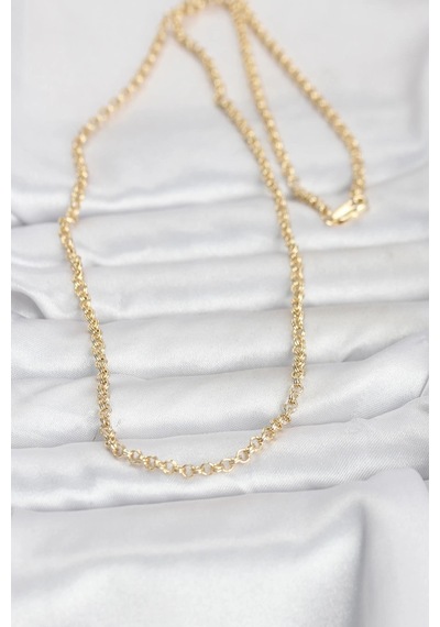 Ceylan Adam Cm 14k Gold Renk Halka Zincir Model 60 Cm Kadın Kolye Çok Renkli