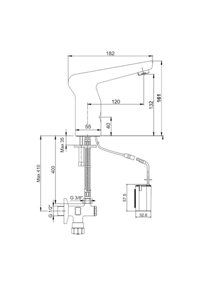 Eca 108108017 Pilli Çift Su Girişli Fotoselli Lavabo Bataryası