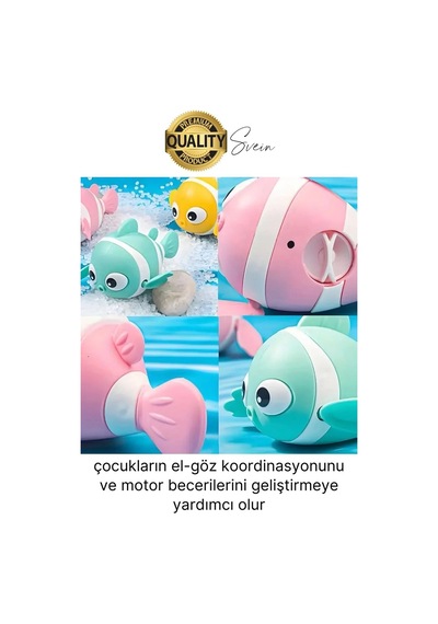 Kurmalı Balık Bebek Banyo Oyuncağı Arkadaşı Deniz Şişme Havuz Küvet Suda Yüzen Eğlenceli Oyuncak