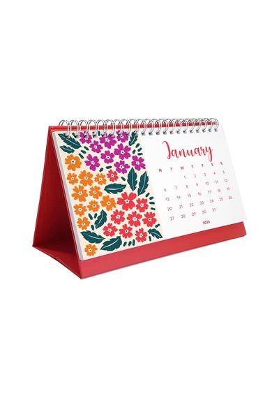 Çiçek Galerisi 2026 Masa Takvimi, Rengarenk Çiçekli Takvim, 2026 Desk Calendar, Flowers Calendar 202 Siyah