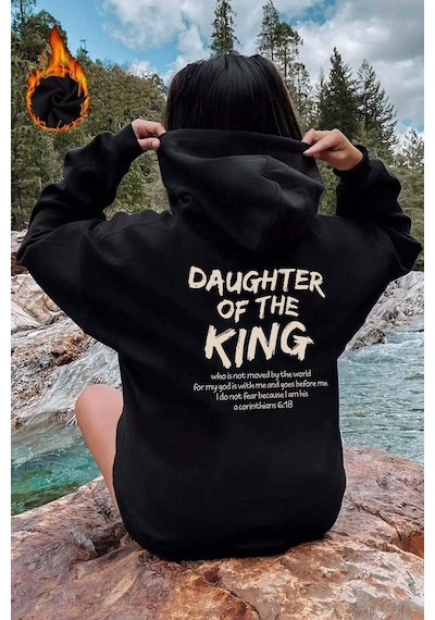 Uyguntarz Daughter Of The King Baskılı Oversize Sweatshirt siyah