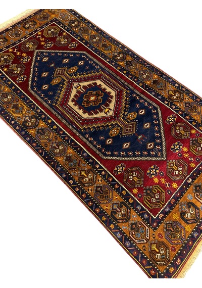 El Dokuması Sıfır Eski Yahyalı Halısı 120x225 Kök Boya %100 Yün Koleksiyonluk Halı Kırmızı