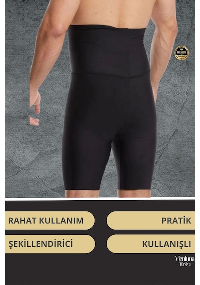 Vienluna Deluxe Seri Toparlayıcı Basen Bel Göbek Düzleştirici Erkek Duble Boxer Korse Siyah