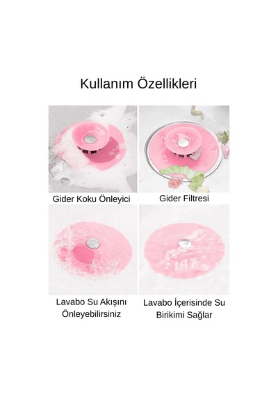 Lavabo Ve Küvet Tıkacı Süzgeci Mutfak Banyo Ve Duş Gider Koku Önleyici Kıl Atık Tutucu Gider Tıpası Diğer