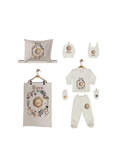 Pia Baby Gl 1909-06 İsme Özel Yastık Battaniye Zıbın Set Krem