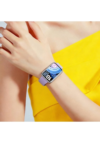 Caseonn Huawei Band 11 Pro Kordon Tam Korumalı Spor Silikon Kordon Kayış Mor