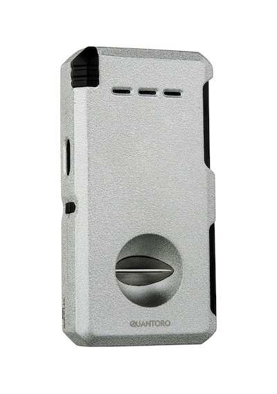 Quantoro Çift Torch Pürmüz V-cut/delicili/iğneli Gri Metal Puro Çakmağı - Trz1085