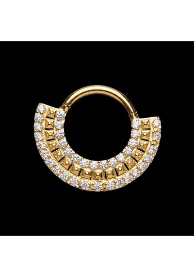 Yüksek Kalite G23 Titanium Sıra Zirkon Altın Titanyum 8mm X 1.2mm Kilitli Halka Piercing