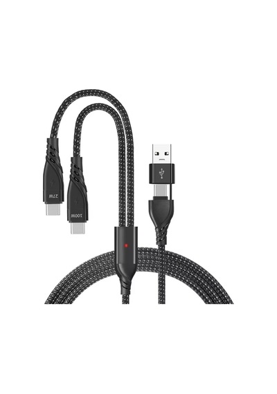 100w Destekli Naylon Örgülü Kablo, Çoklu Şarj Kablosu Usb C To C/yıldırım/manyetik Saat Uyumlu