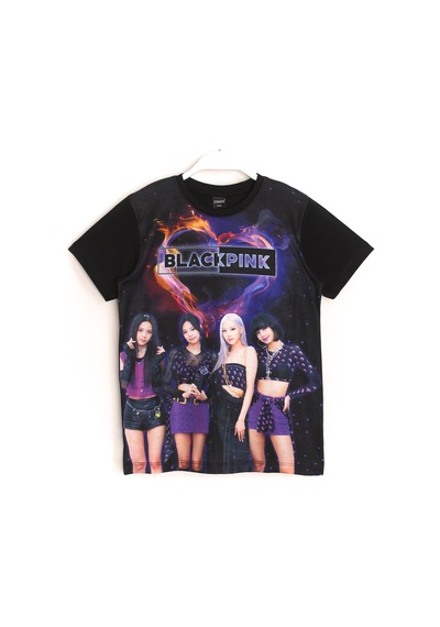 Dobakids Blackpink K-pop Grup Dijital Baskı Kız Çocuk T-shirt Siyah Renk Siyah