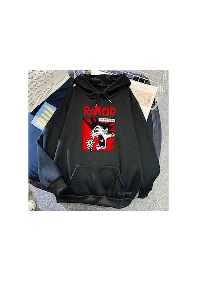 Tarzsokak Siyah Unisex Give 'em The Boot Rancid Fashion Rock Band Printing Sweatshirts For Menwomen Casual