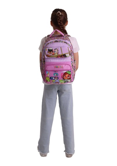 Kaukko Kids Beş Bölmeli Kız Çocuk Nagy Baskılı Pembe İlkokul Okul Sırt Çantası - L5333
