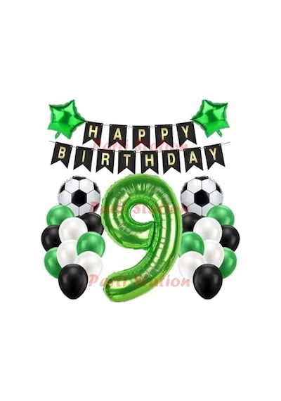 Futbol Yeşil 9 Yaş Doğum Günü Balon Set Psyslfutbol 2 Yaş Mavi