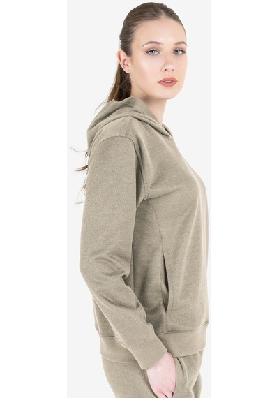 Lescon Bej Kadın Kapüşonlu Sweatshirt 23n-2106