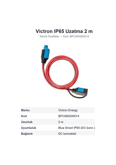 Victron Energy Blue Smart Ip65 Şarj Cihazı İçin 2 M Uzatma Kablosu Bpc900200014