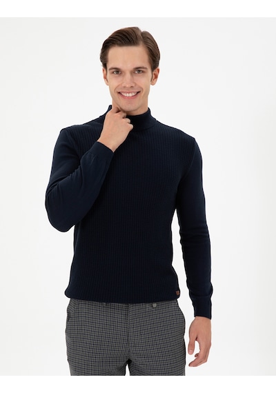U.S. Polo Assn. Erkek Slim Fit Yarım Balıkçı Yaka Lacivert Kazak 50297054-VR033